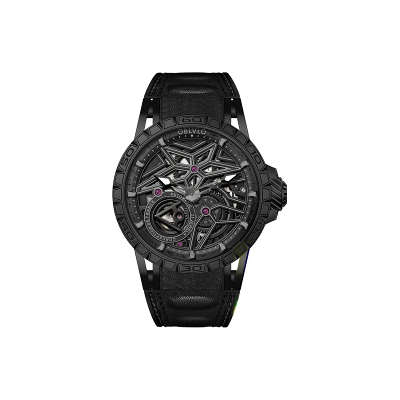 OBLVLO Automatic Mechanical Movement Watch Men's Watches Black Dial-7