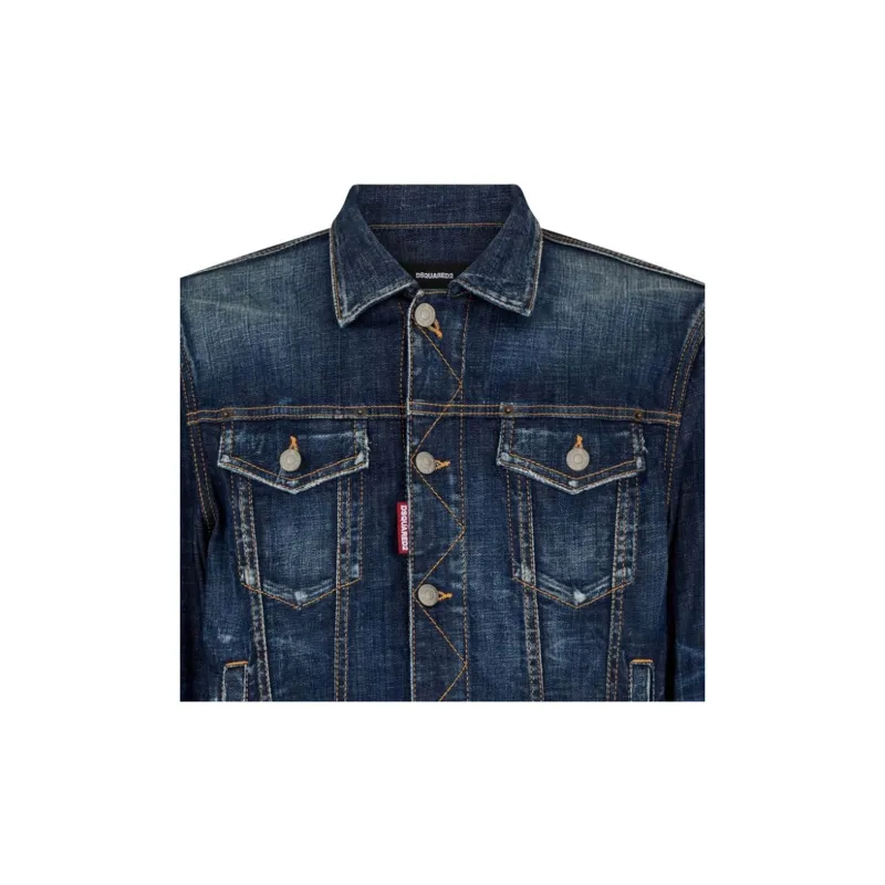 DSQUARED 2 Whiskering-Effect Distressed Denim Jacket-5