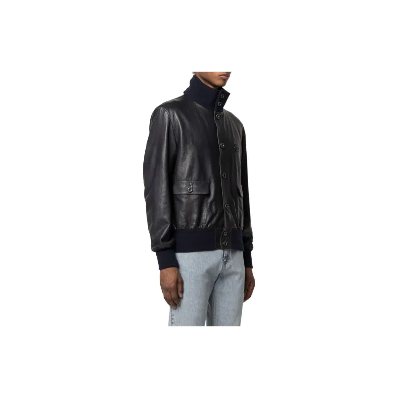 GUCCI Leather Jackets Men Black-3