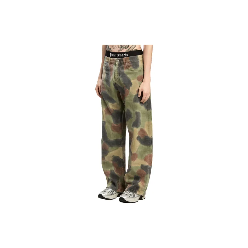 PALM ANGELS Camouflage Printed Loose Fit Jeans-2
