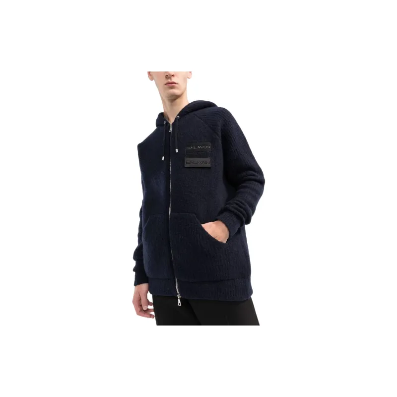 BALMAIN Logo patches Zipped Hoodie-3