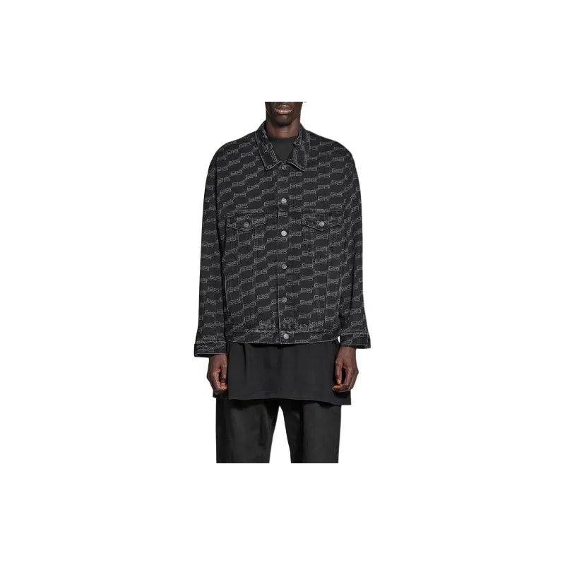 Balenciaga Denim Jacket Loose Fit Unisex Black-4