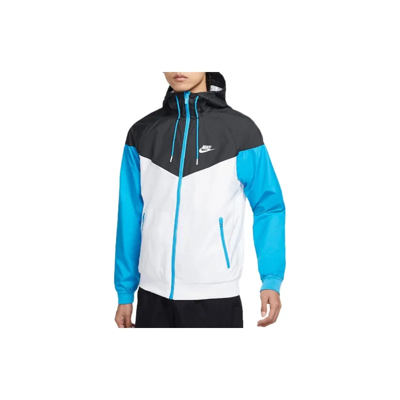 Nike Men's Contrast Color Stitching Sports Hooded Logo Jacket-1