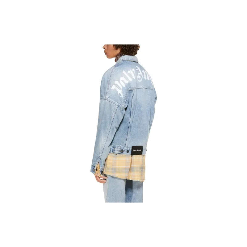 PALM ANGELS Logo Over Button up Denim Jacket-4