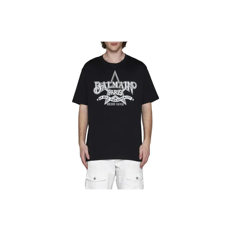 BALMAIN Star Printed Crewneck T Shirt-2