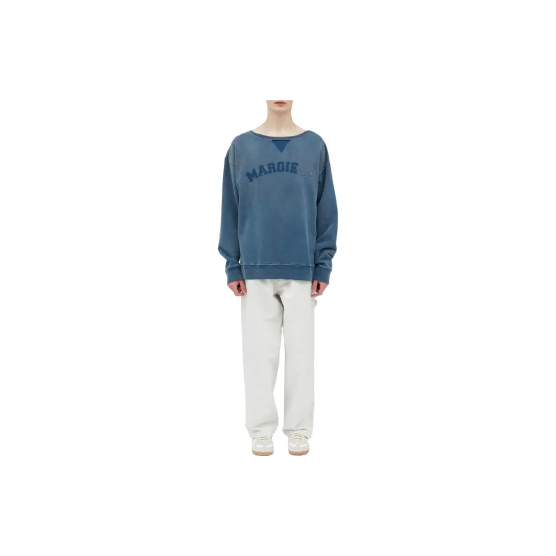 Maison Margiela Logo Detailed Crewneck Faded Sweatshirt-1