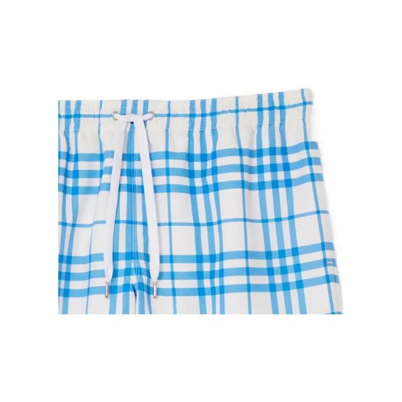 Burberry SS23 Men's Checkered Drawstring Swim Shorts 'Optic White'-6