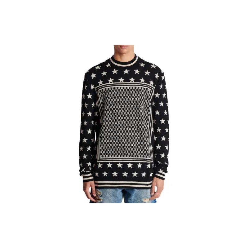BALMAIN Monogram Stars Wool Jumper-1