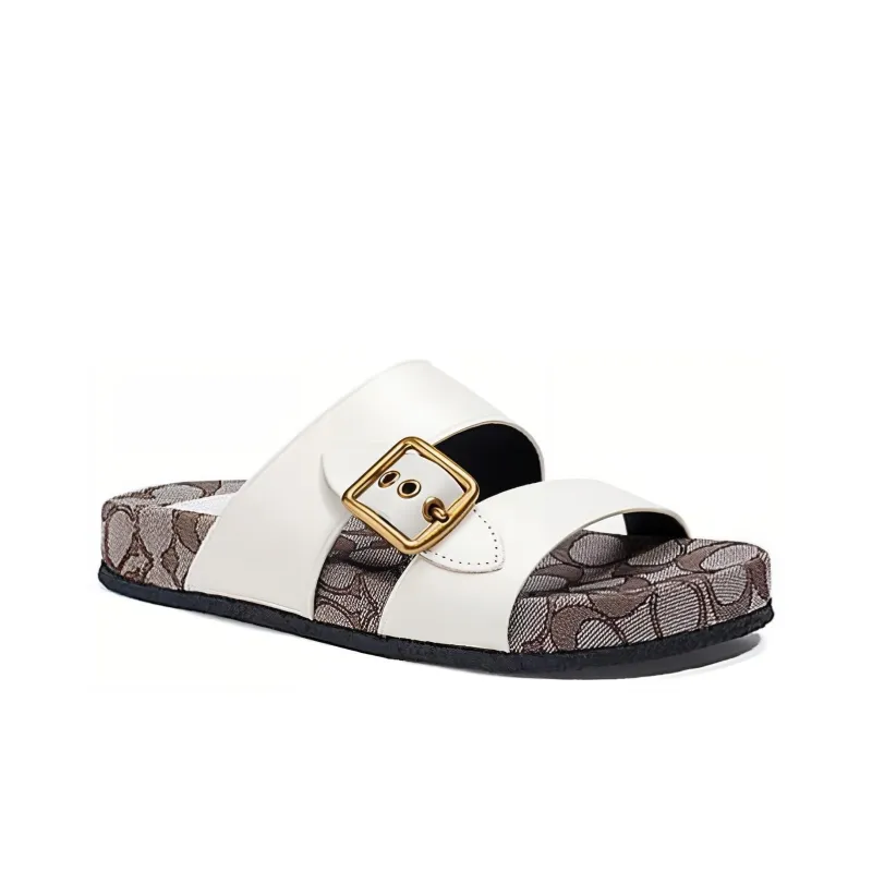 COACH Rubber Sole Odor-Resistant Slide Slippers Women's White-1