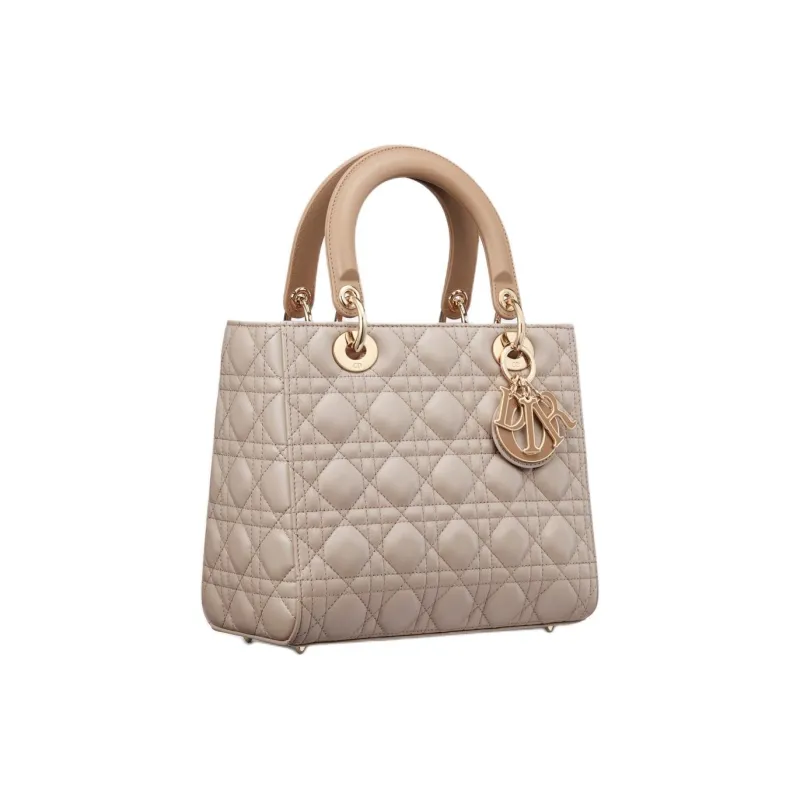 DIOR Lady Dior Cangrid Lambskin Shoulder Bag, Crossbody Bag, Handbag Medium Size Women's Cookie & Trench Coat Beige-2