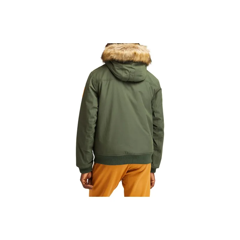 Timberland Solid Color Hooded Puffer Jacket Men's Green Suitcase-5