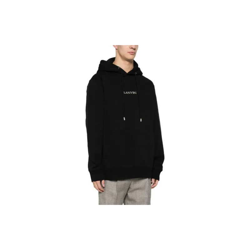 Lanvin Logo Embroidered Drawstring Hoodie-3