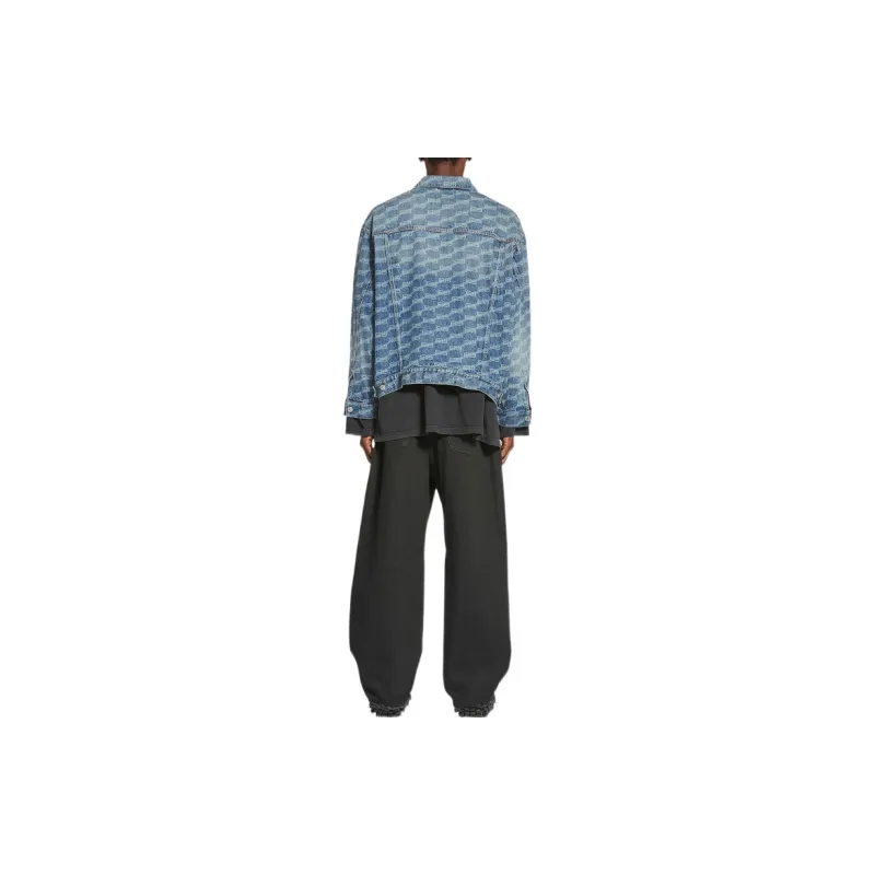 Balenciaga FW22 Denim Jacket Unisex Fitted Style Blue-4