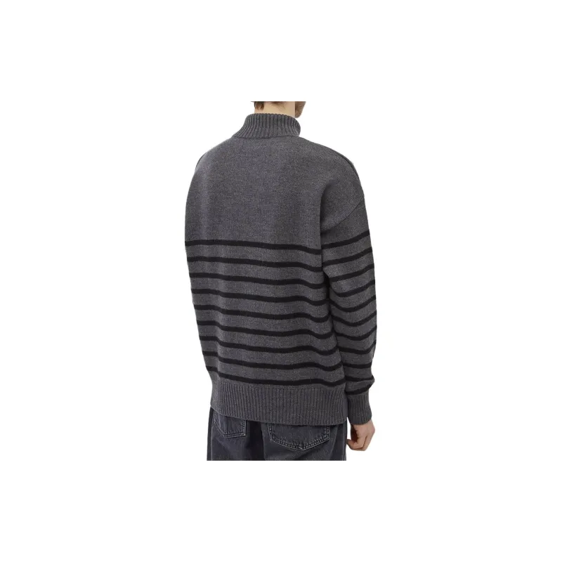 AMIPARIS Oversize Stand Up Collar Striped Sweater-2
