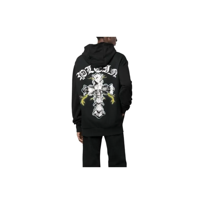 PHILIPP PLEIN Gothic print Rhinestone embellished Hoodie-1