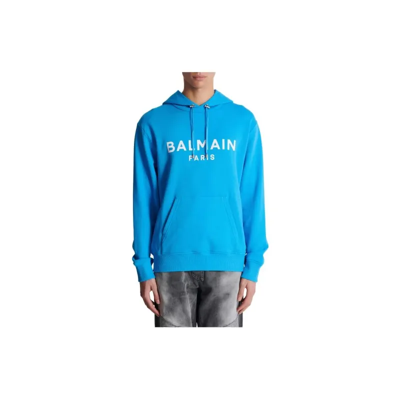 BALMAIN Logo Printed Drawstring Hoodie-1