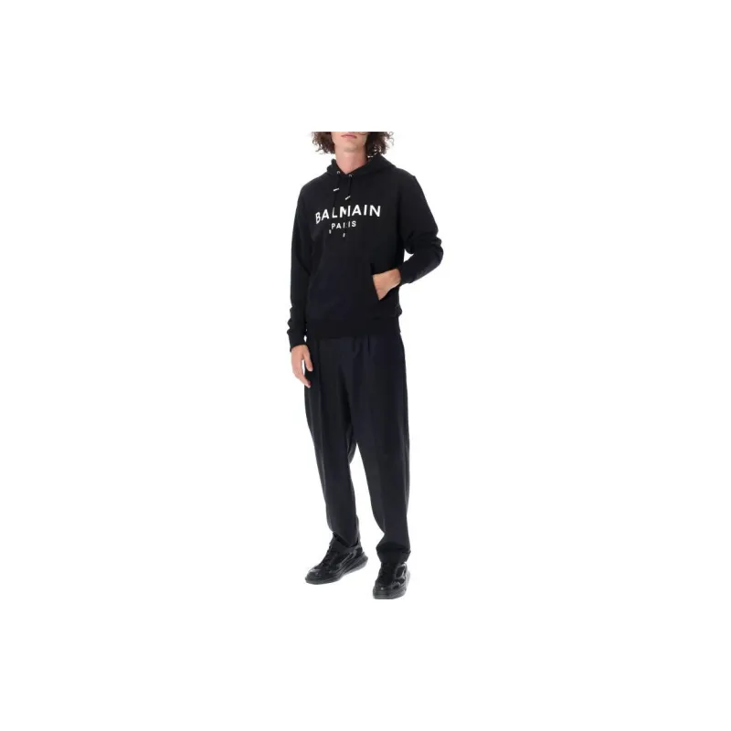 BALMAIN Hooded Sweatshirt With Paris Logo Print-2