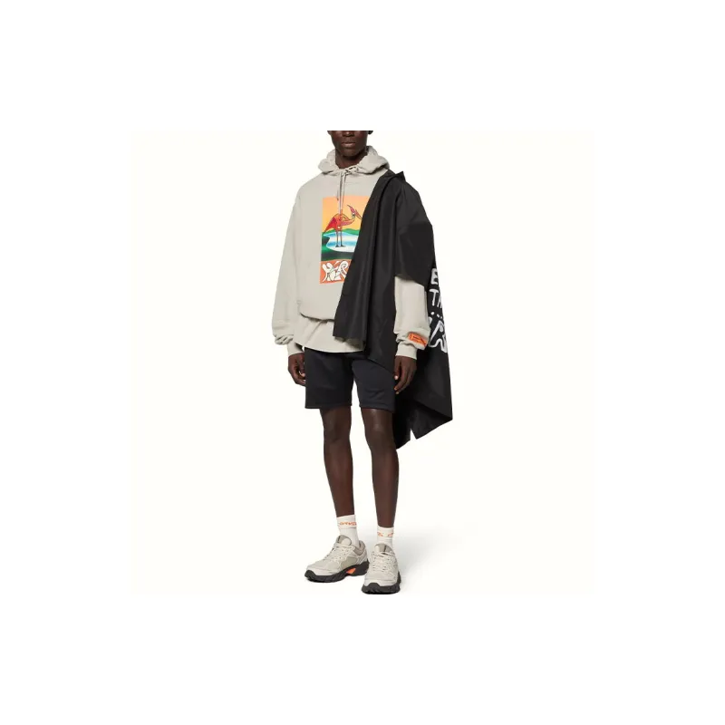 HERON PRESTON Logo Patch High Waist Track Shorts-1