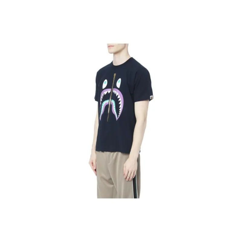 Bape Colors Gold Zip Shark Tee SS19-10