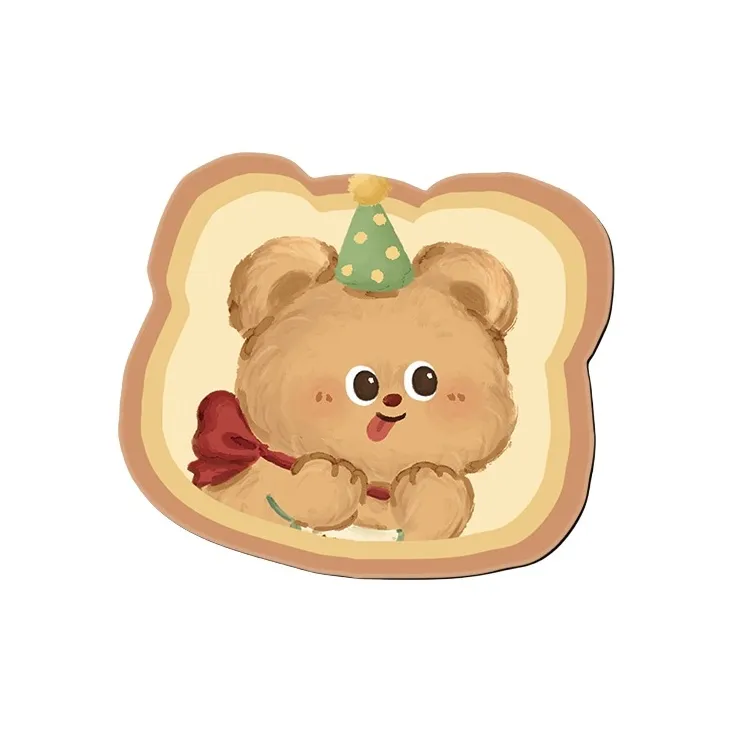 SHIBADU Rubber Cute Toast Bear Small Size Irregular Shape Mouse Pad Cartoon Office Desk Pad Mouse Pads-4