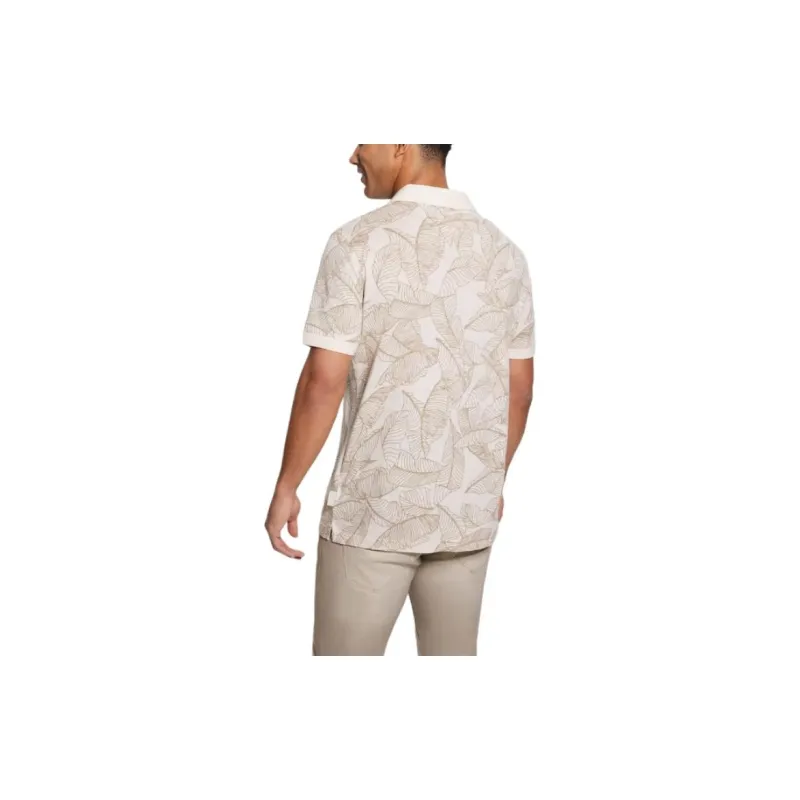 GUESS Eco Leaves Polo Shirt Men's White-2