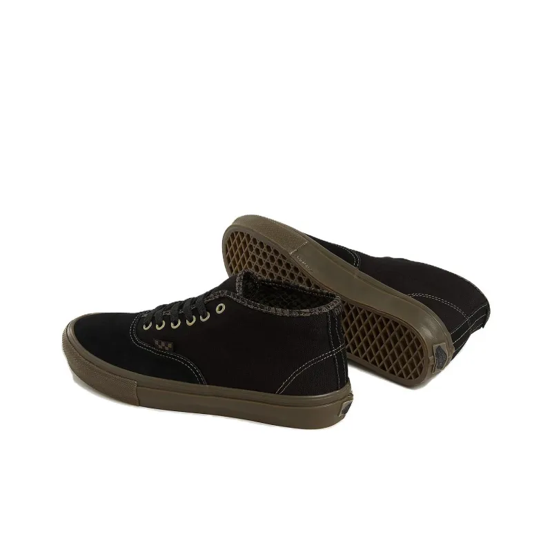 Vans Skate Authentic Non slip Lightweight Mid Top Skateboard Shoes Men's Black-3