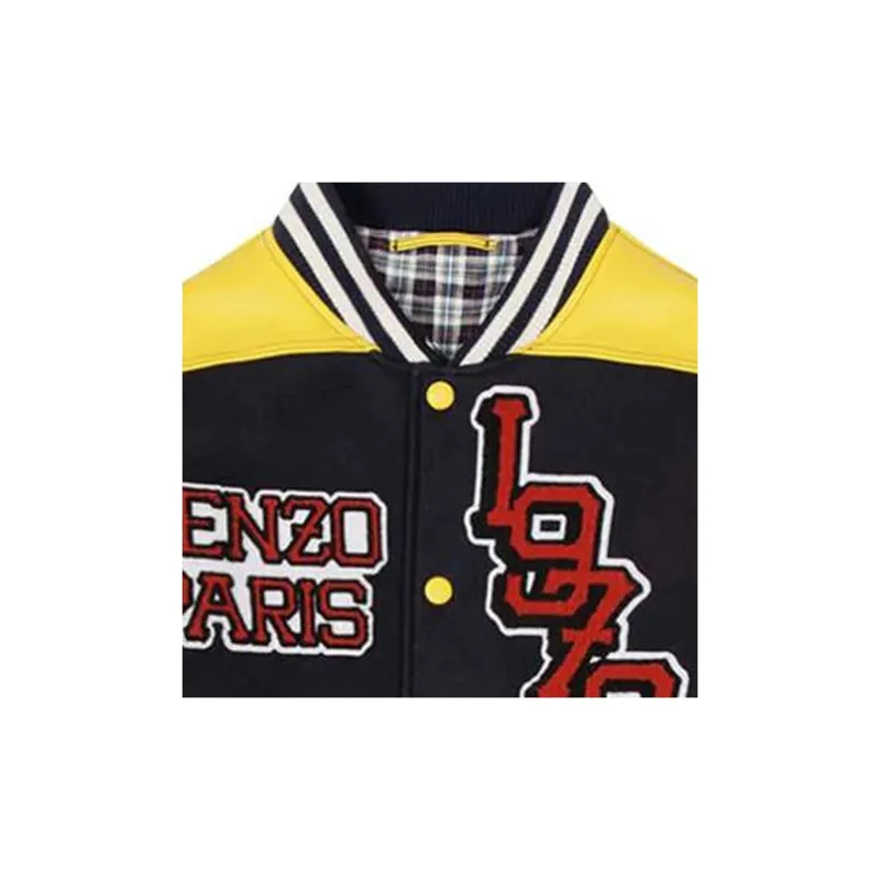 KENZO Tiger Leather Sleeve Varsity Jacket-5