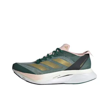 Adidas Adizero Boston 12 Anti Slip Wear Resistant Low Top Running Shoes Women's Green Gray