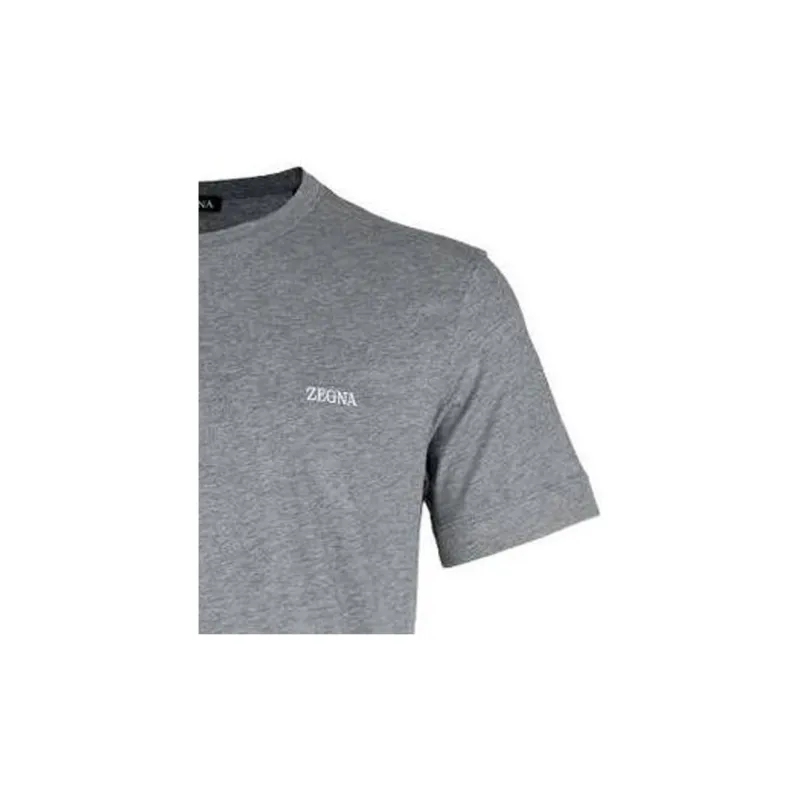 Zegna Logo Embroidered Crewneck T Shirt-5