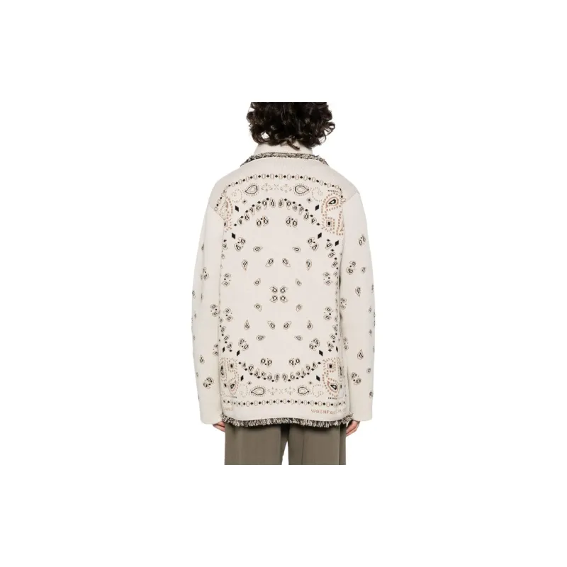 Alanui Bandana jacquard Frayed edge Cardigan-2