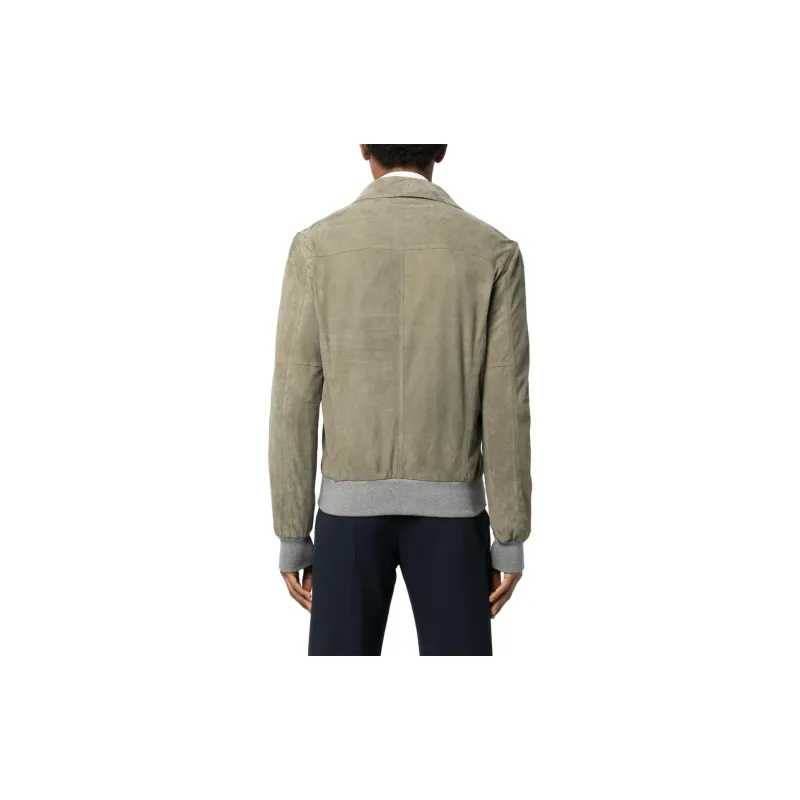 BARBA Leather Jackets Men Green-3