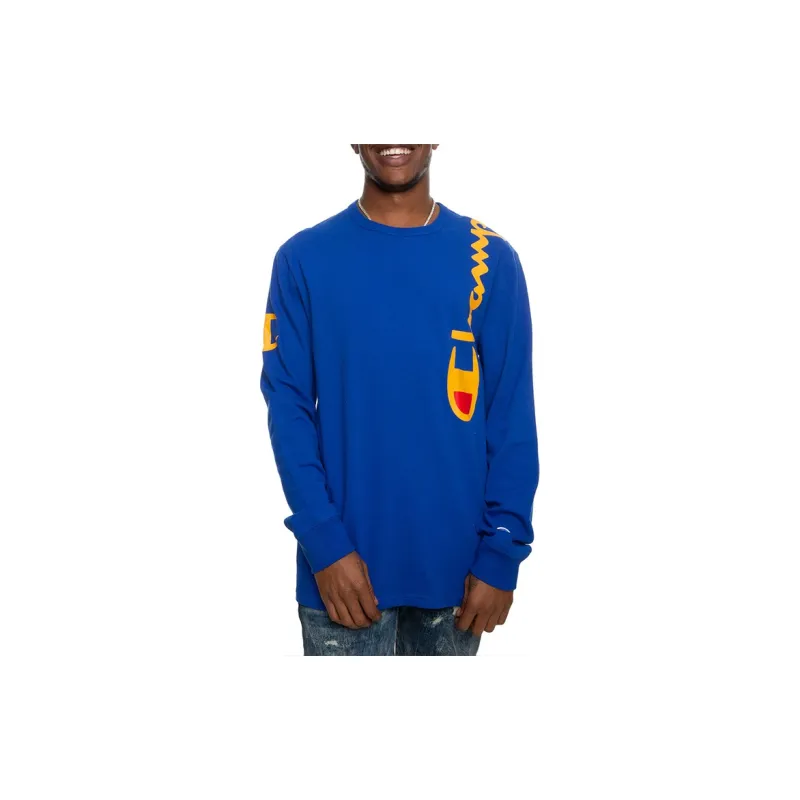 Champion Long Sleeved T Shirt US Version Unisex Royal Blue-2