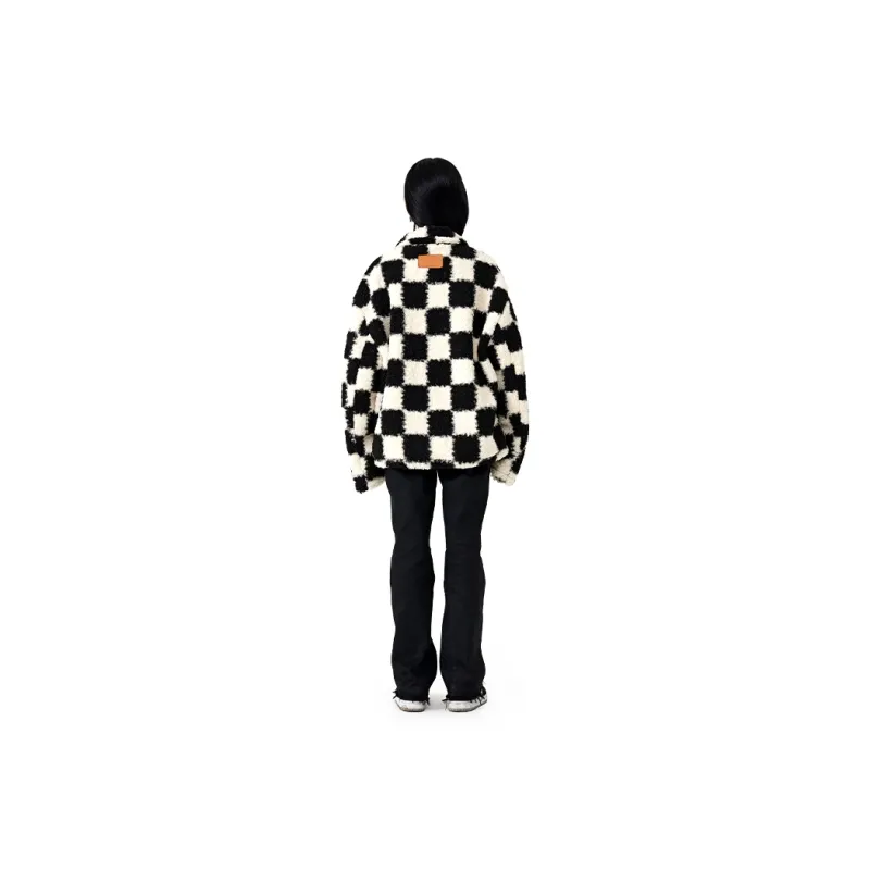 MEDM FW21 Plaid Diamond Stand Collar Loose Fit Thickened Puffer Jacket Unisex Black-2