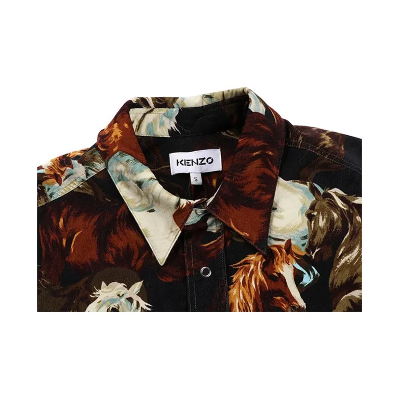 KENZO Shirts Men Black Brown-5