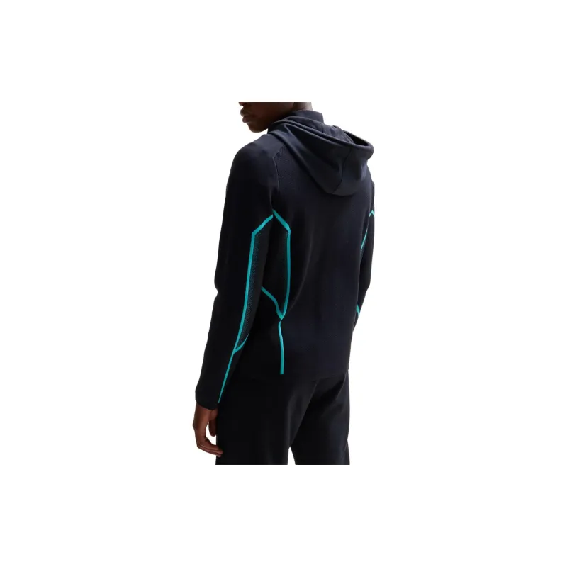 HUGO BOSS Regular Fit Hooded Jacket With Degradé Jacquard Jacket Men's Blue-3