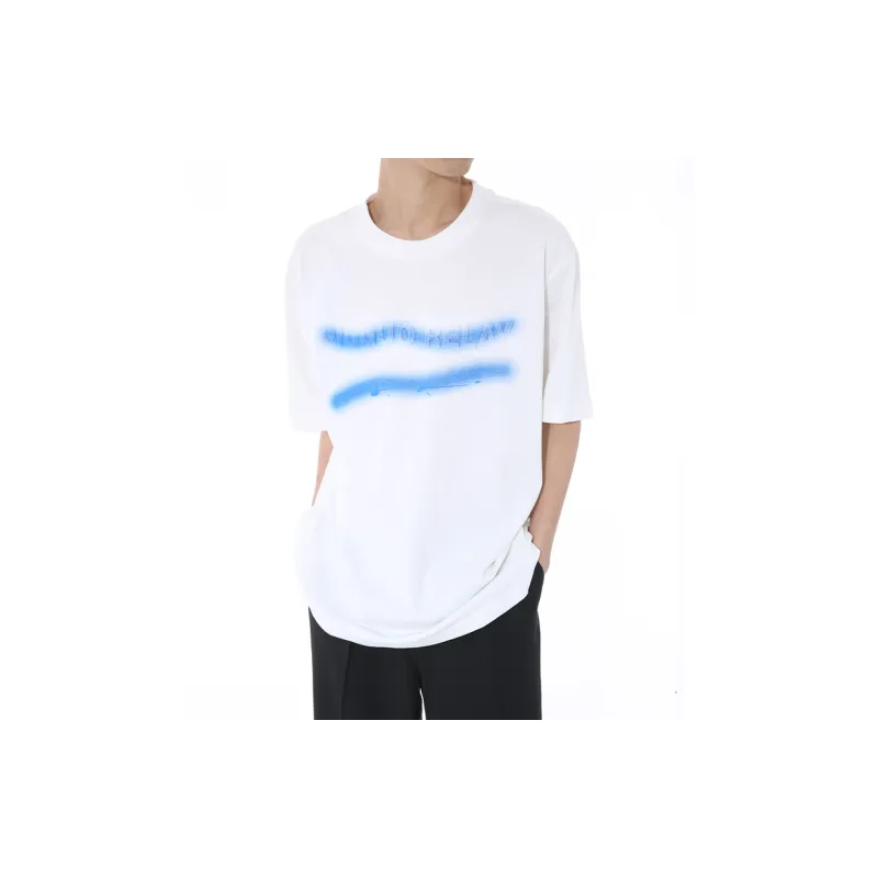 Voguo Relay Crew Neck Couple T Shirt Unisex Black White-2