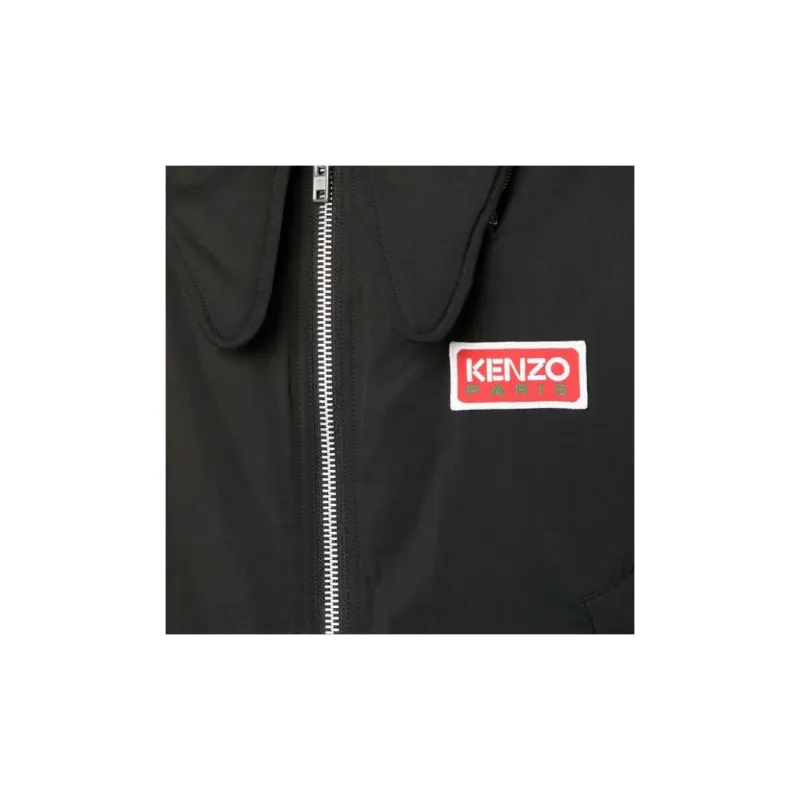 KENZO Logo patch Zip up Hooded Jacket-5