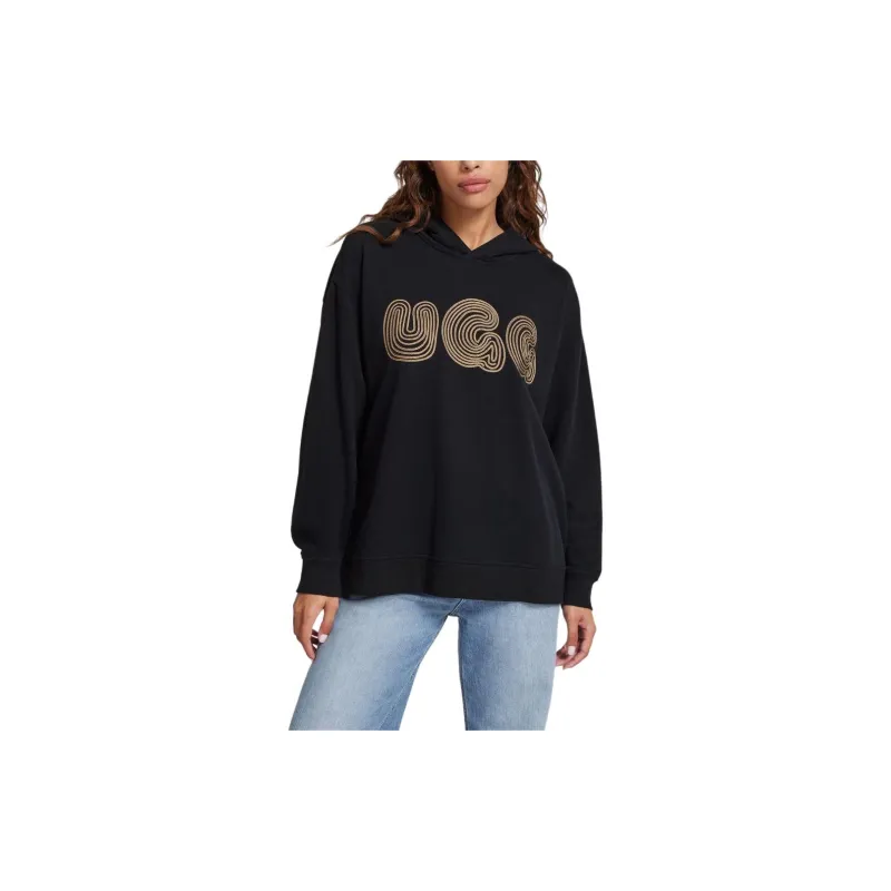 UGG Bubble Logo Hoodie Sweatshirt Unisex Black-4