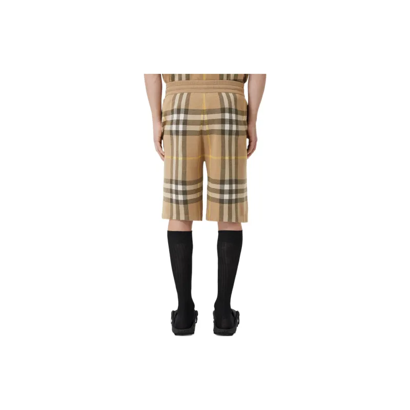 Burberry Tartan Motif Bermuda Shorts Beige-4