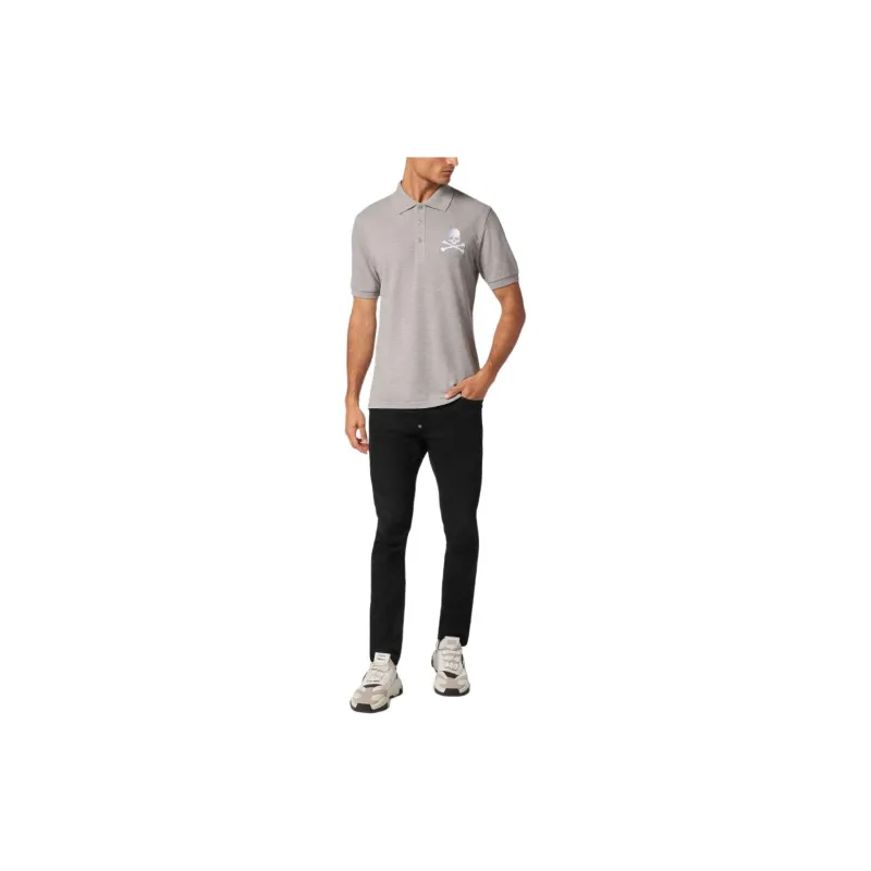 PHILIPP PLEIN Skull embroidered Cotton Polo Shirt-1