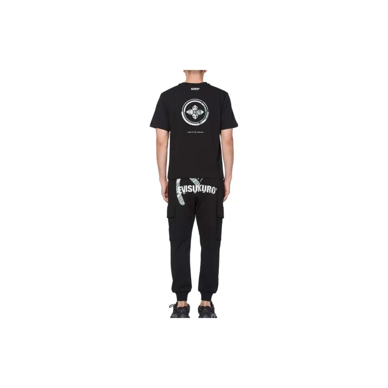 EVISU Crew Neck Fitted Straight Short Sleeved T Shirt Men's Black-3