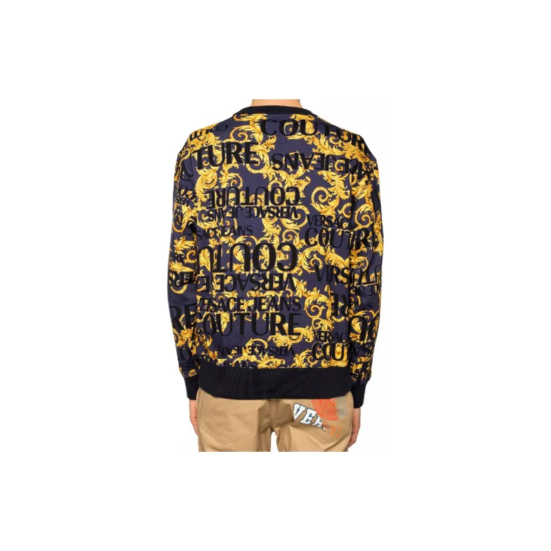 VERSACE JEANS COUTURE Crew Neck Sweatshirt Men's Blue Purple-4