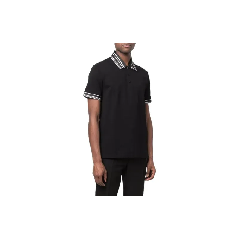 VERSACE Striped-Edge Short-Sleeved Polo Shirt-3