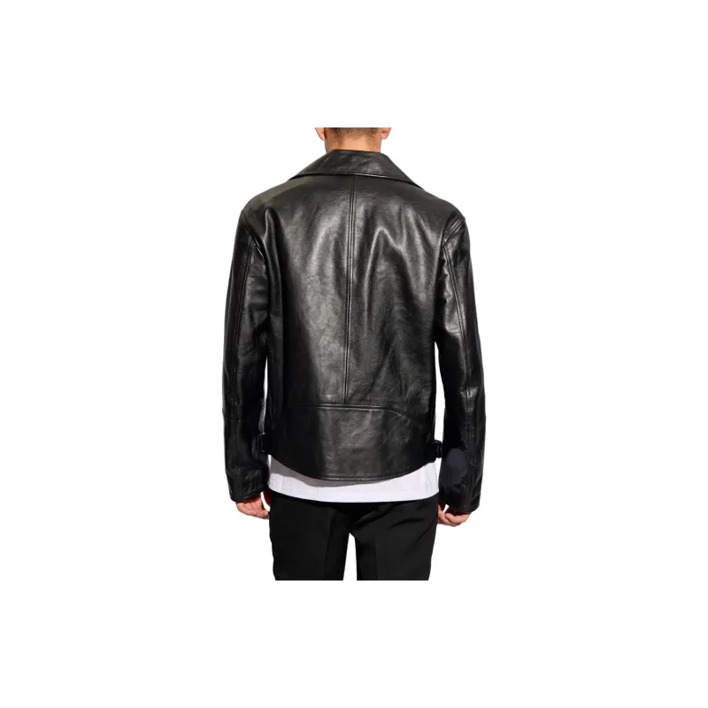 Alexander McQueen Long Sleeved Zip Up Leather Biker Jacket-4