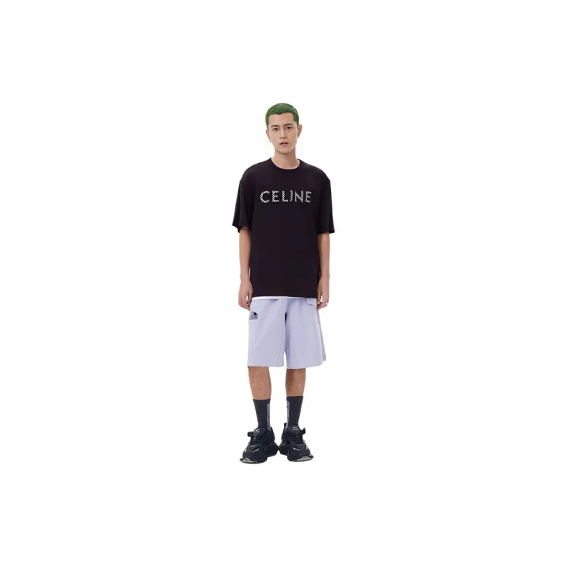 CELINE Loose T Shirt In Cotton Jersey With Studs-4