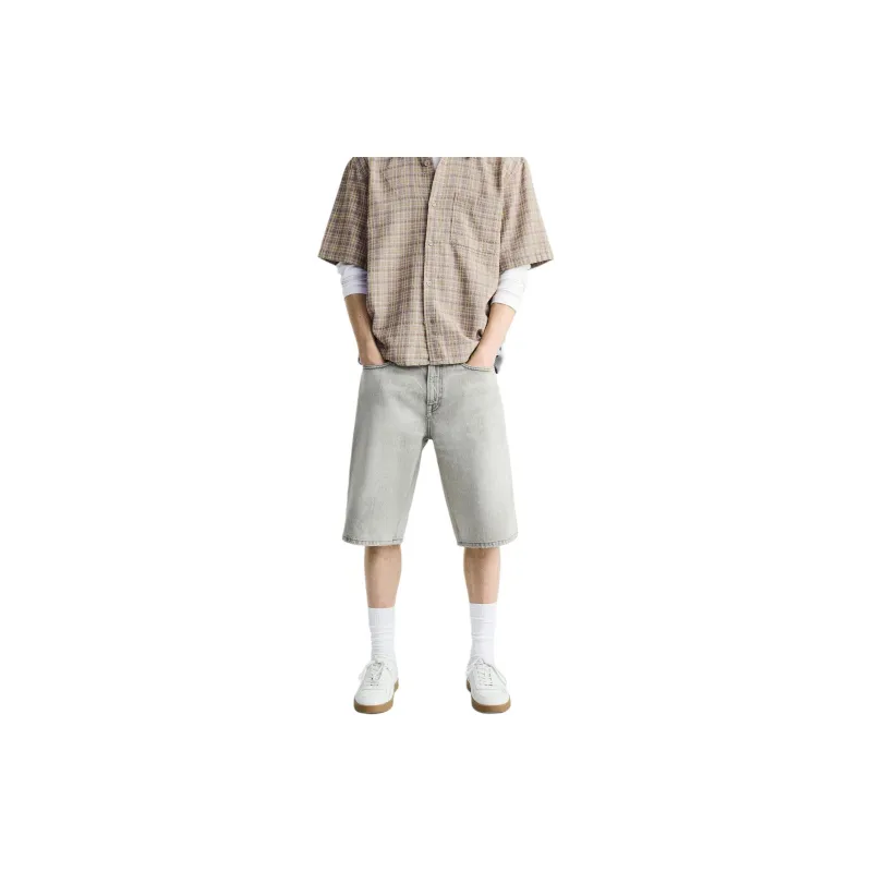 ZARA Denim Shorts Men's Light Gray-2