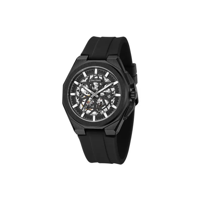 DANIEL GORMAN Daniel Golman Watch For Men Mechanical Movement Silicone Strap Watch Men's Watches Black Dial-1