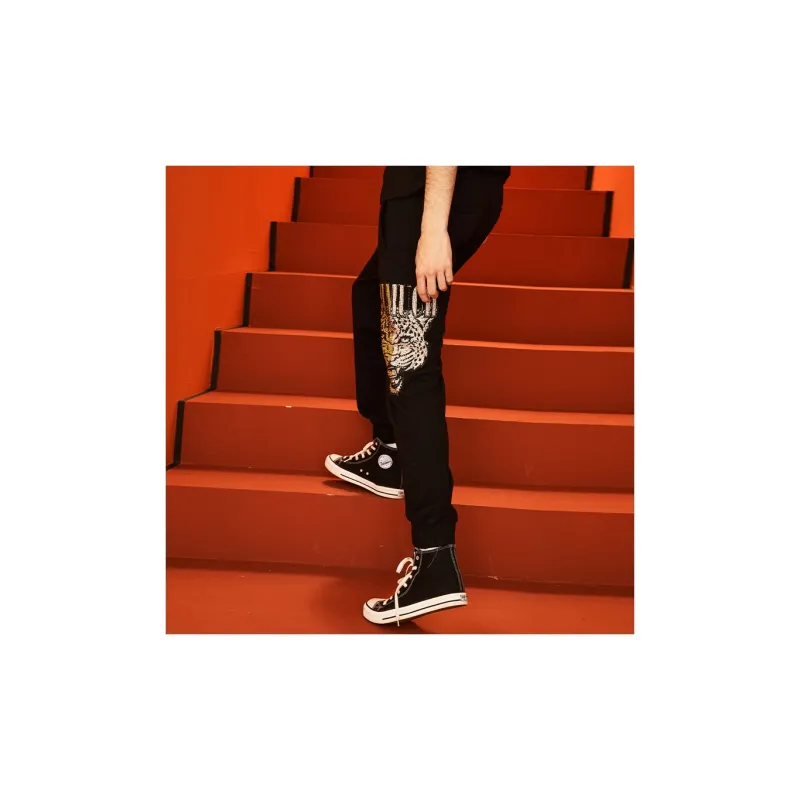 TCH Casual Pants Unisex Black Base Gold Logo-5