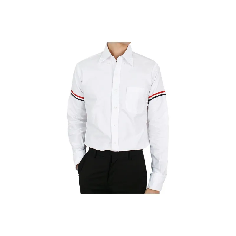 THOM BROWNE Grosgrain armband Cotton Shirt-6