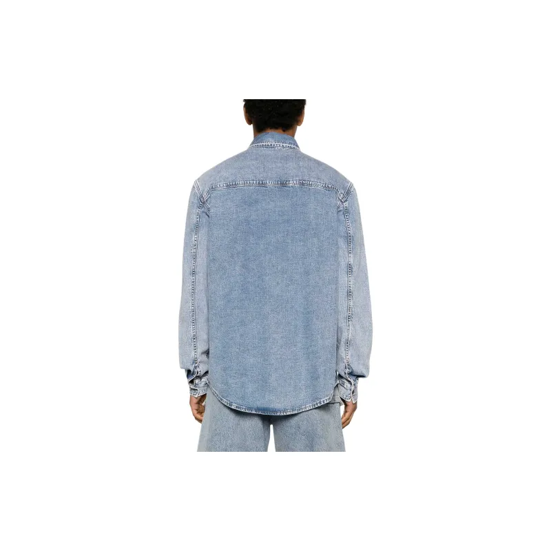MOSCHINO Logo-Embroidered Button-Up Denim Shirt-2